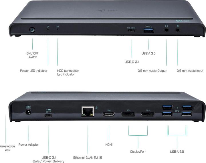Immagine prodotto i-tec Dock USB 3.0 / USB-C Triple 4K (USB-C, 5 Porti)