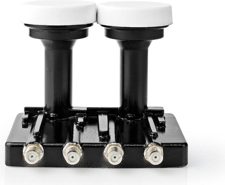 Image du produit Nedis LNB Quad Monoblock 4.3 ° Connecteur de sortie : Connecteur F 4X Gamme de facteur de bruit : 0,85 dB (Quad LNB)