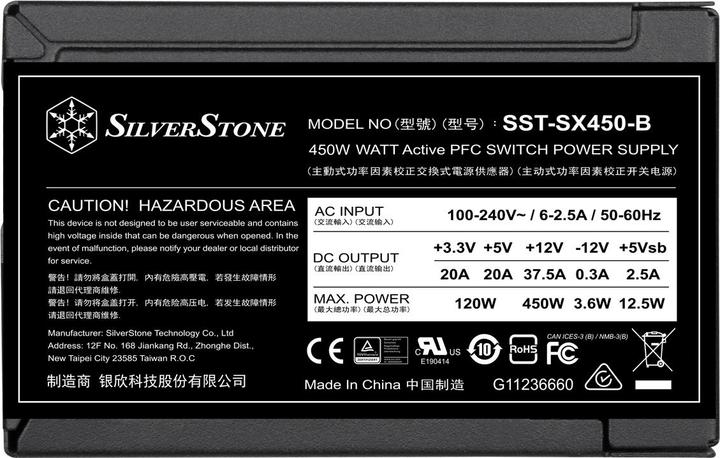 Immagine prodotto Silverstone SST-SX450-B - Alimentazione (interna) - ATX12V 2.4/ SFX12V (450 W)