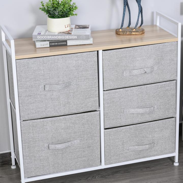 Image du produit Homcom Commode en tissu avec 5 tiroirs en tissu (83 x 29 x 77 cm)