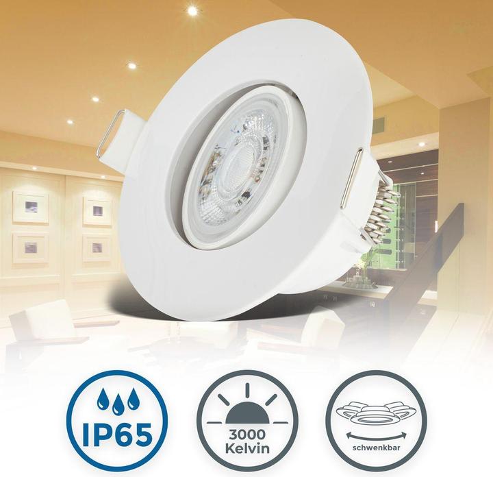 Image du produit B.K.Licht Lampes LED encastrées, set de 6, IP65, blanc, 6xPlaque LED/4,9W (480 lm)