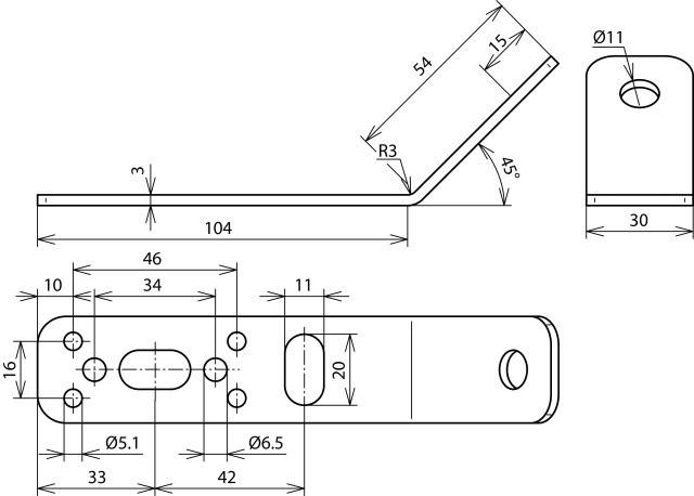 Actual product image Dehn Mounting bracket 45 degrees NIRO f. 106315