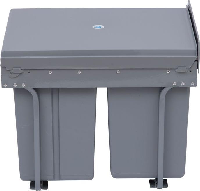 Produktbild Swisshandel24 40L Einbaumülleimer Unterschrank ausziehbarer Müllsammler mit 3 Fächer Grau (40 l)