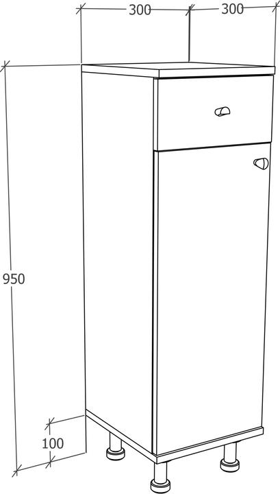 Actual product image VCM Wooden Bathroom Furniture Midi Cupboard Bathroom Cabinet Bathroom Drawer Shelf Nilosi (30 x 30 x 95 cm)
