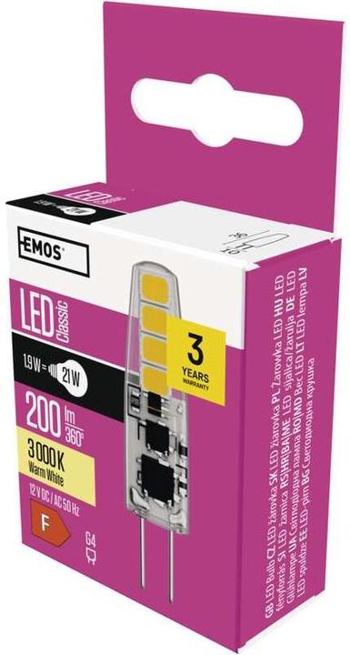 Produktbild Emos LED Lampe Classic JC / G4 / 1,9 W (21 W) / 200 lm / Warmweiss (G4, 2 W, 200 lm, 1 x, F)