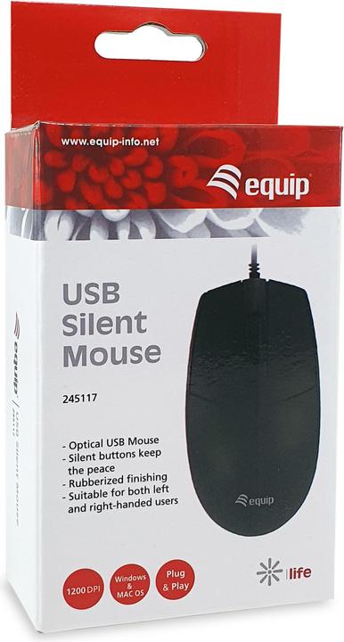 Produktbild equip Optische Maus USB-C Comp. Rechts-Linkshänder 1.5m sw (Kabelgebunden)