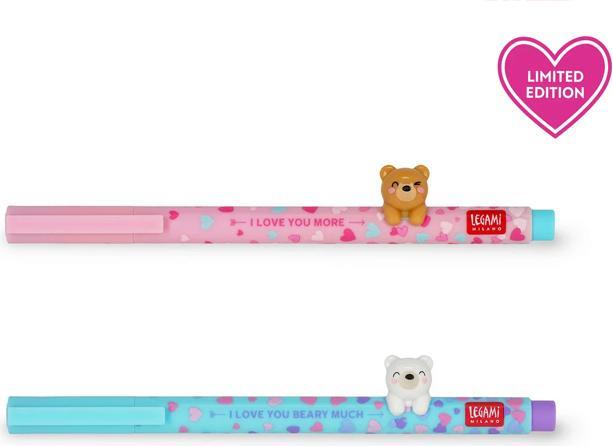 Actual product image Legami Roller Gelstift 2er Set Beary in love (Purple and blue, 2 x)