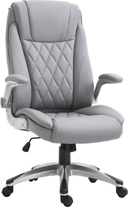 Produktbild Swisshandel24 Bürostuhl Ergonomisch mit Wippfunktion mit Kopfstütze und gepolsterte Armlehnen Kunstleder Grau