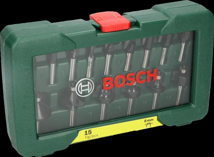 Bosch Zubehör HM-Fräser-Set mit 8 mm Schaft, 15-teilig