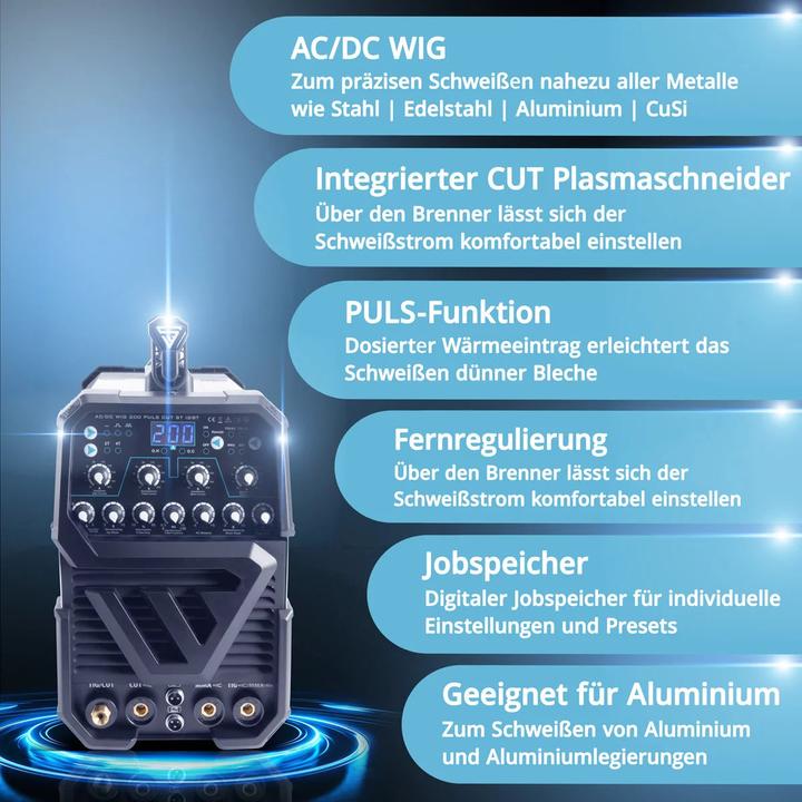Immagine prodotto Stahlwerk Saldatrice AC/DC TIG 200 impulsi con attrezzatura completa per il plasma