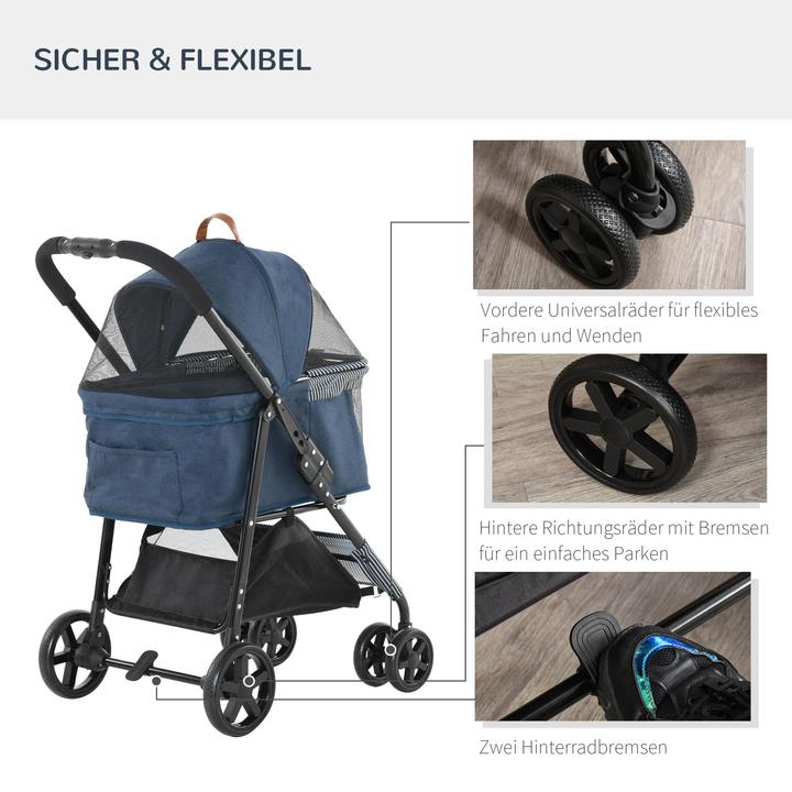 Produktbild PawHut Hunde-Buggy für kleine Hunde (Hund, Faltbar, Reflektoren)