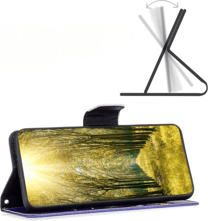 Produktbild Cover-Discount Nokia G42 - Leder Etui Hülle Schmetterling blau (Nokia G42)