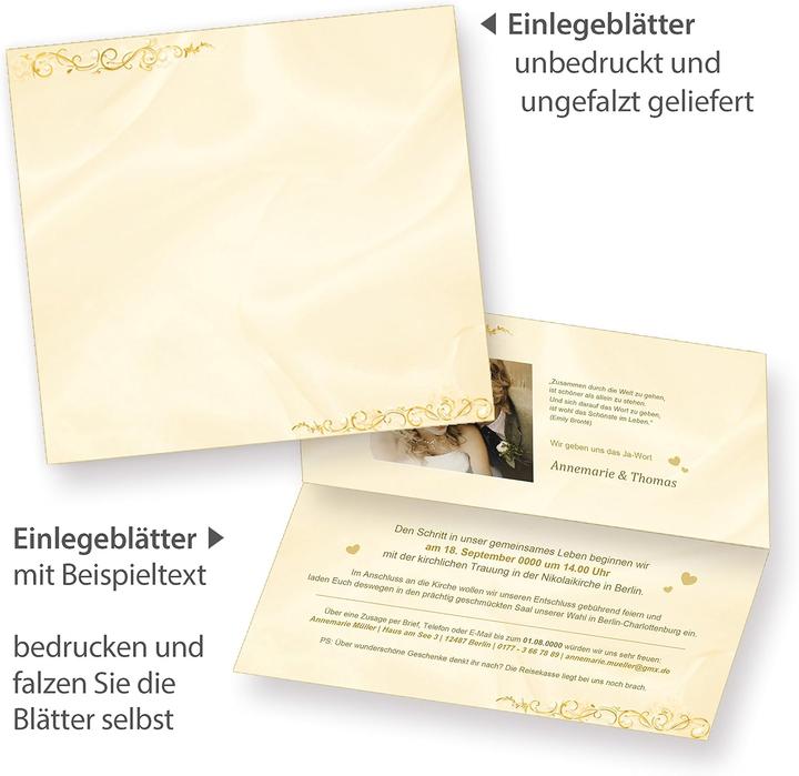 Tatmotive Einladungskarten-Set Hochzeit (40 Stück) inkl. Umschläge (40 pcs.)