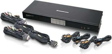 Iogear 4-Port Dual Link DVI KVMP Switch with 7.1 Audio and Cables