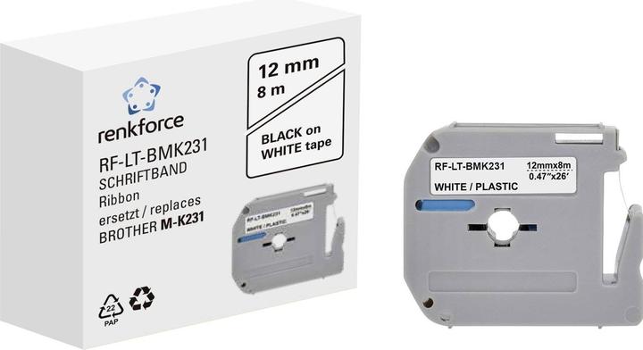 Produktbild Renkforce Schriftband RF-LT-BMK231 Kompatibel ersetzt Brother M-K231 Kunststoff (1.20 cm, Grau)