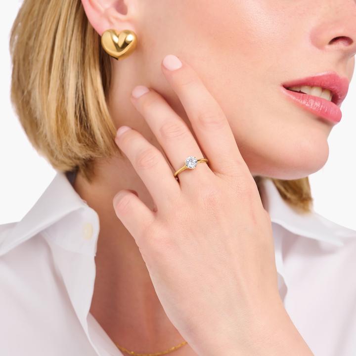 Produktbild Thomas Sabo Ring mit weissem Stein im Brillantschliff (50, 925 Silber)