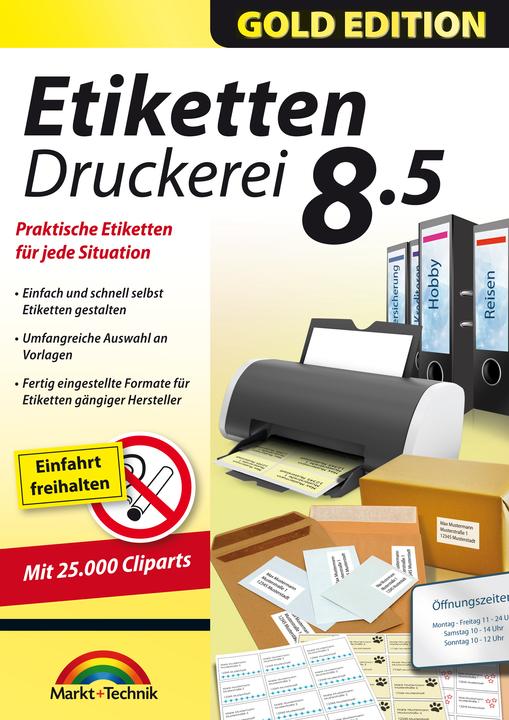 Produktbild Etiketten Druckerei 8.5 Gold Edition Download Code (1 User, 1 Geräte/User, unbegrenzt)