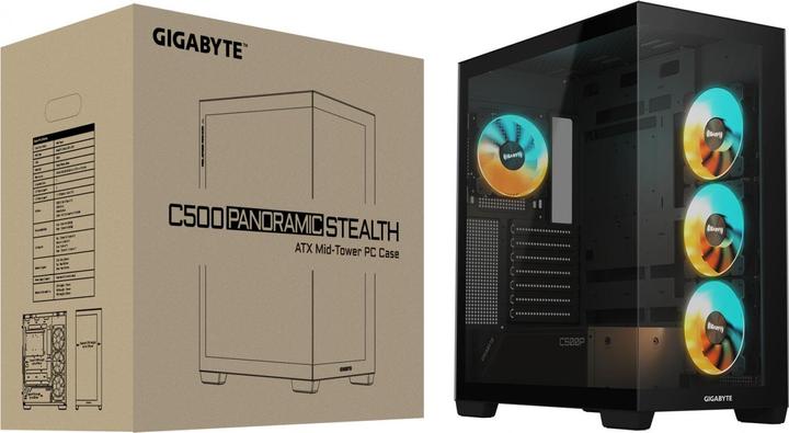 Actual product image Gigabyte Case||GB-C500P ST|MidiTower|Case product features Transparent panel|ATX|MicroATX|MiniITX|Colour Blac (Mini-ITX, ATX)