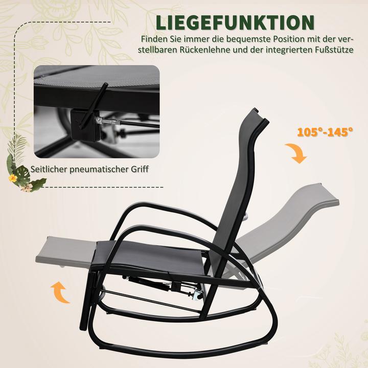 Produktbild Outsunny Schaukelstuhl mit verstellbarer Rückenlehne und Fussstütze (90 cm)