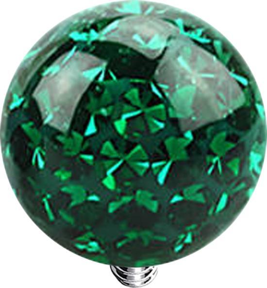 Star Piercing Dermal Anchor Kristall Kugel grün Epoxy Schutzschicht (Chirurgenstahl 316L, ohne Messing)