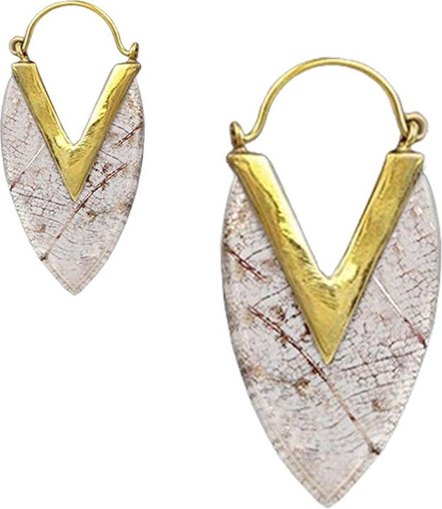 Produktbild Star Piercing Ohrring vergoldet Tropfen Epoxy Blatt (Organisch, Messing)