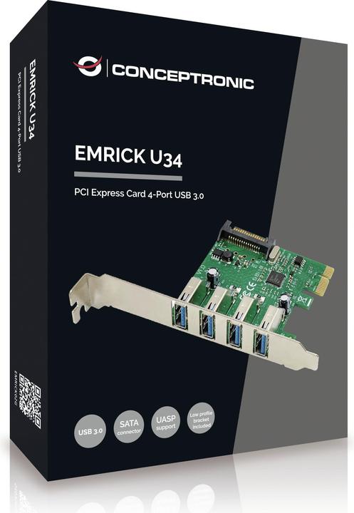 Actual product image Conceptronic 4-port USB 3.0 PCI Express card