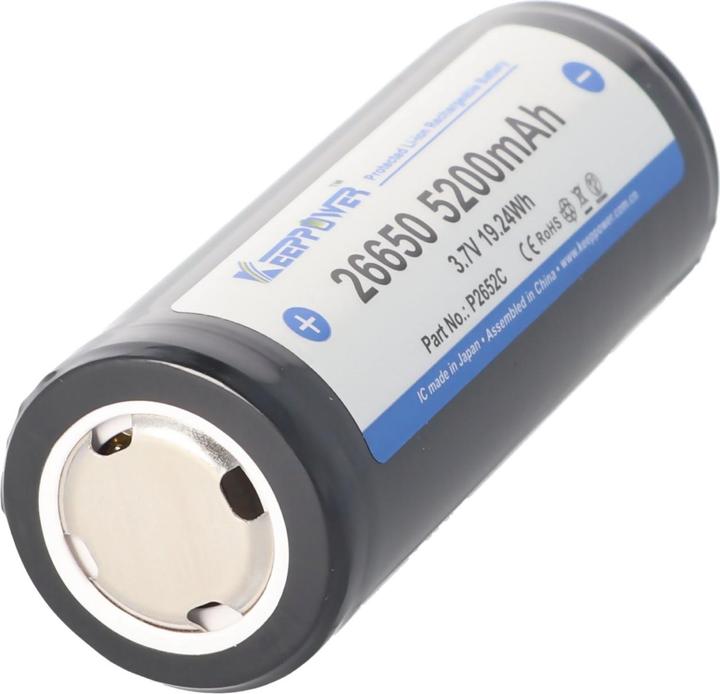 Actual product image Keeppower Akku 26650 - PCB geschützt 69,5x26,8mm (1 pcs., 26650, 5200 mAh, Rechargeable battery)