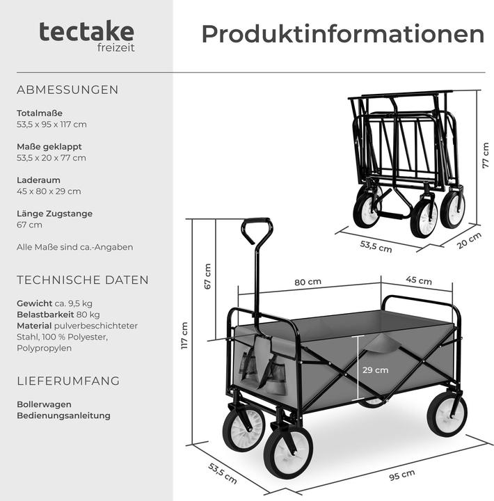 Produktbild tectake Faltbarer Bollerwagen