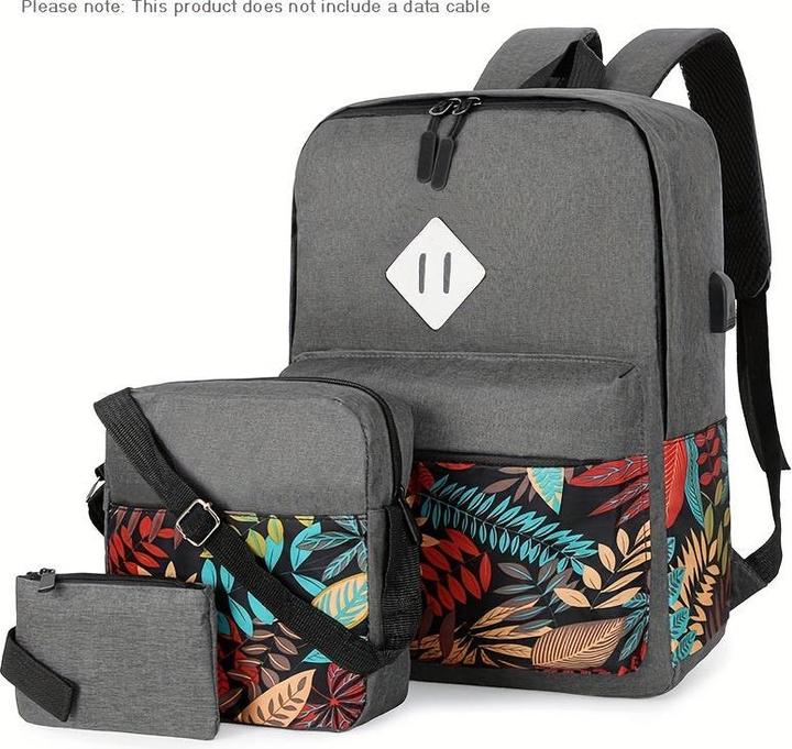 Only-Bags.Store Klassische Blätter Muster Rucksack Set, grosse Kapazität Lagerung Rucksack mit quadratischen