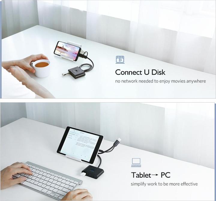 Produktbild Ugreen 4-Port USB Hub mit 4x USB 3.0 Anschlüssen (USB-A, 4 Ports)