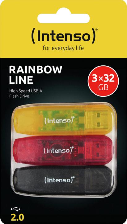 Produktbild Intenso Rainbow 3x32GB Yellow/Red/Black (32 GB, USB-A)