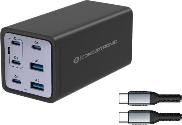 Image du produit Conceptronic Chargeur 4Port 200W,4xUSB-C,2x 3-in-1 USB-A sw (200 W)