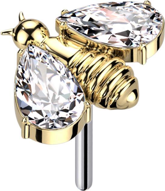 Produktbild Star Piercing Ring silber mit Herzkristall (Chirurgenstahl 316L)