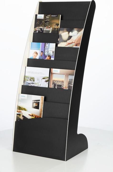 Produktbild Paperflow Prospektst„nder Courbo, 8 F„cher, schwarz / weiá (A3)