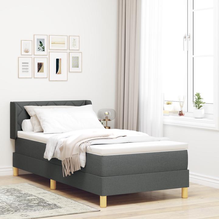 Produktbild VidaXL Boxspringbett mit Matratze Dunkelgrau 100x200 cm Stoff (100 x 200 cm)