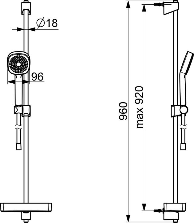 Immagine prodotto Hansa Hansabasicjet Style, set doccia a parete, montaggio a parete, 1 getto, 920 mm, cromo