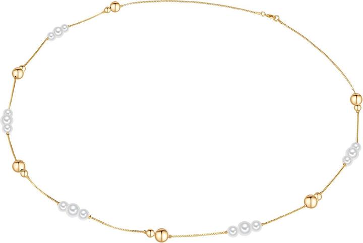 Actual product image Lulu & Jane Ladies brass shell pearl yellow gold 90.0 cm - 29461 (Brass, 90 cm)
