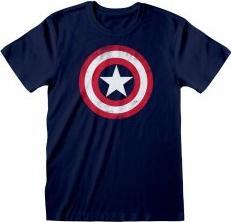 Heroes Inc Marvel - T-shirt unisexe Bleu Marine Logo vieilli du bouclier de Captain America - S (S)