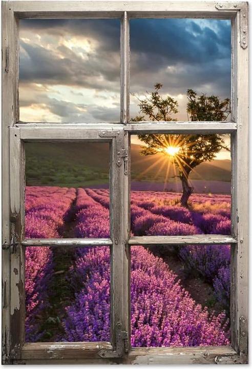 Produktbild Trenddeko 3D Fenster Shabby - Lavendelblüte in der Provence (54 x 80 cm)
