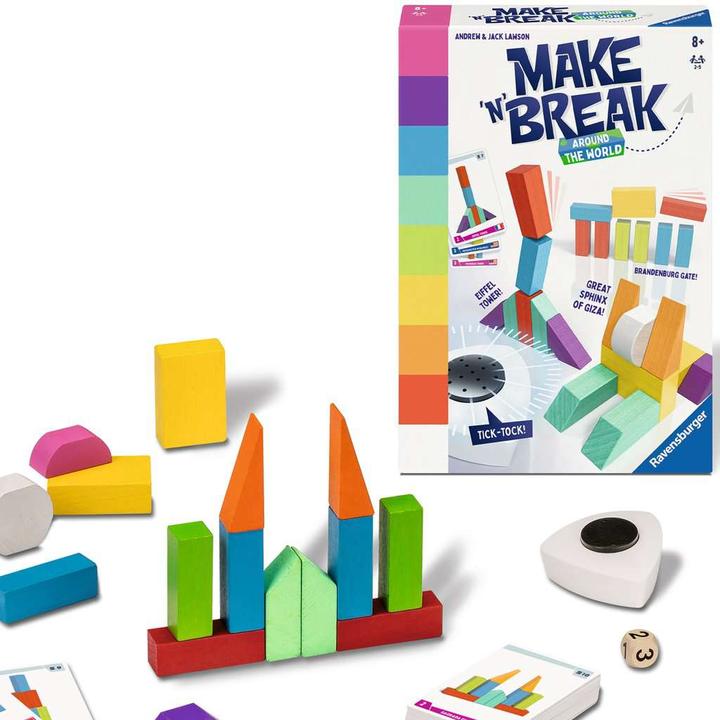 Produktbild Ravensburger 22473 - Make 'n' Break - Around the World - Gesellschaftsspiel für die ganze Familie (Deutsch, Französisch, Italienisch)