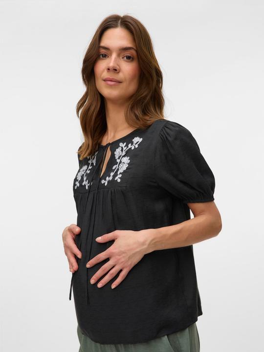 Produktbild Mamalicious Normal geschnitten Rundhals Elastische Bündchen Ballonärmel Top Bluse (M)