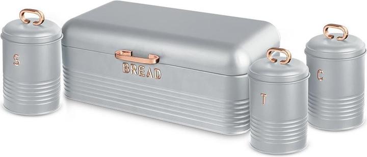 Produktbild BerlingerHaus Brotkasten und Küchendosen-Set, grau-roségold