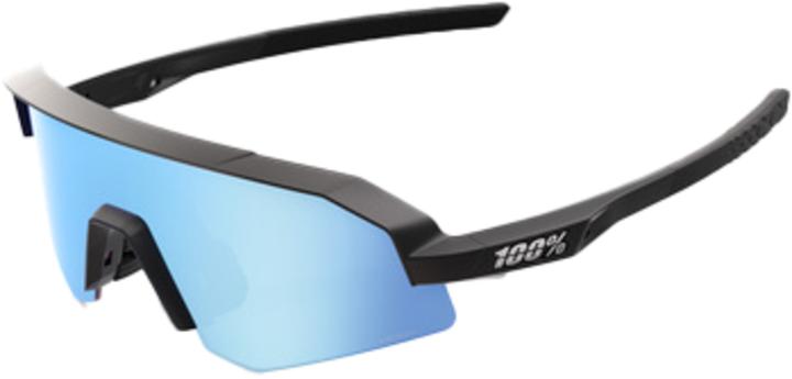 Actual product image 100% SLENDALE XS - Matte Black - HiPER Blue Multilayer Mirro (Mat Black, HiPer blue multilayer mirror)