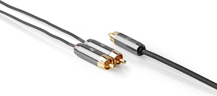 Produktbild Nedis Subwoofer Kabel | RCA | 2x RCA Stecker | Vergoldet | 3.00 m | rund | 4.5 mm | Grau / Gun Metal (3 m)
