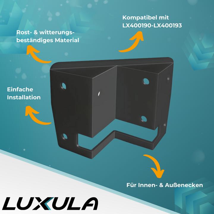 Image du produit Luxula Eckwandhalterung für Fluter LX400190, 191, 192, 193, schwarz
