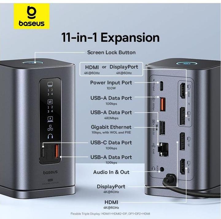 Actual product image Baseus Spacemate 11-in-1 docking station (USB-C, 11 Ports)