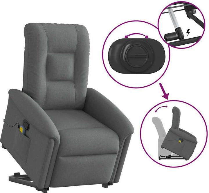 Image du produit VidaXL Fauteuil de massage releveur Gris foncé Tissu