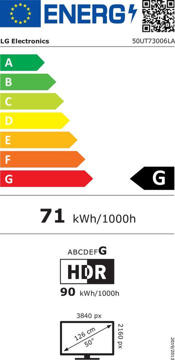 Etichetta energetica LG TV UHD 50UT73006LA (50", UT73, LED, 4K, 2024)