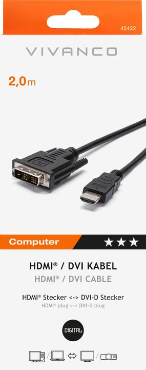 Actual product image Vivanco HDMI (Typ A) — DVI (2 m, DVI, HDMI)