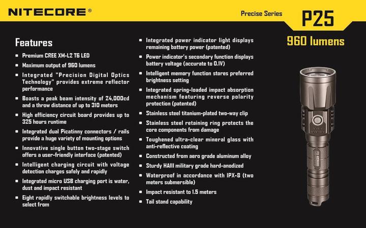 Produktbild Nitecore P25 (16 cm, 960 lm)